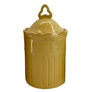 Barreveld  French Provincial Country Canister 9" Air Tight Seal Storage Mustard